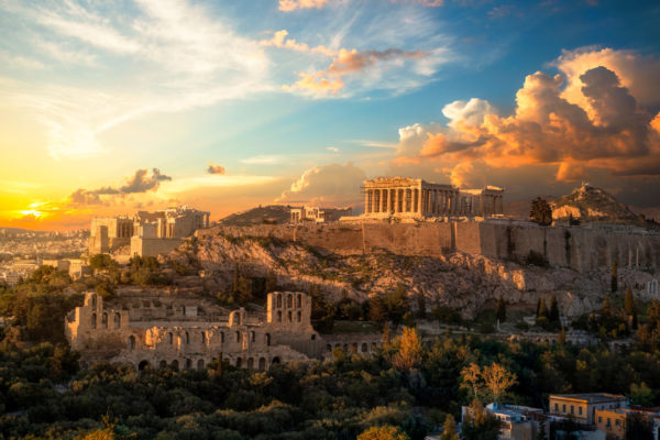 Akropolis von Athen bei Sonnenuntergang